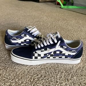 Checker Navy and White Vans. Only worn twice.